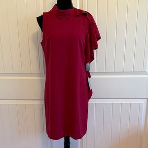 Vince Camuto One Shoulder Dress in Rich Burgundy